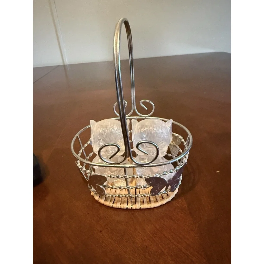 Vintage Kitty Salt Pepper Shakers Acrylic Cute‎ Gift Kitchen Set